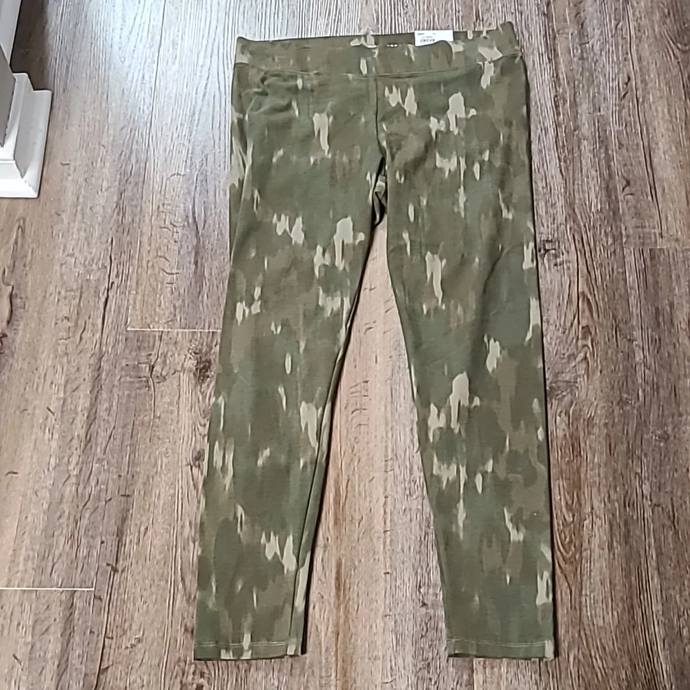 SONOMA BRAND WOMENS MID-RISE LEGGINGS SKINNY LEG SIZE LARGE "OLIVE WASH"